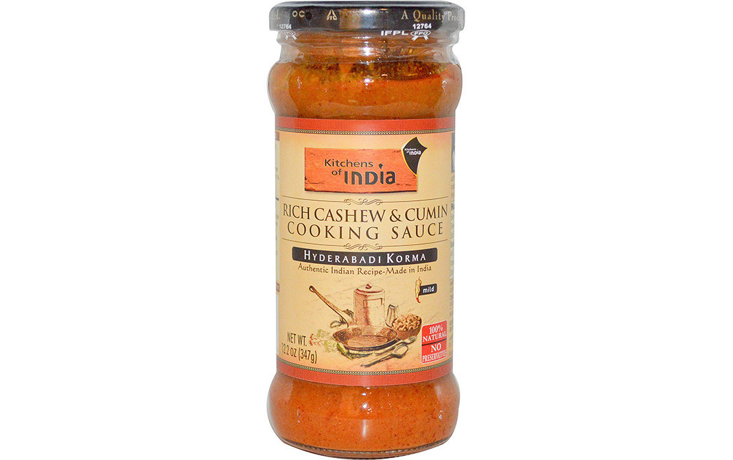 Kitchens Of India Rich Cashew & Cumin Cooking Sauce Hydrabadi Korma   Glass Jar  347 grams